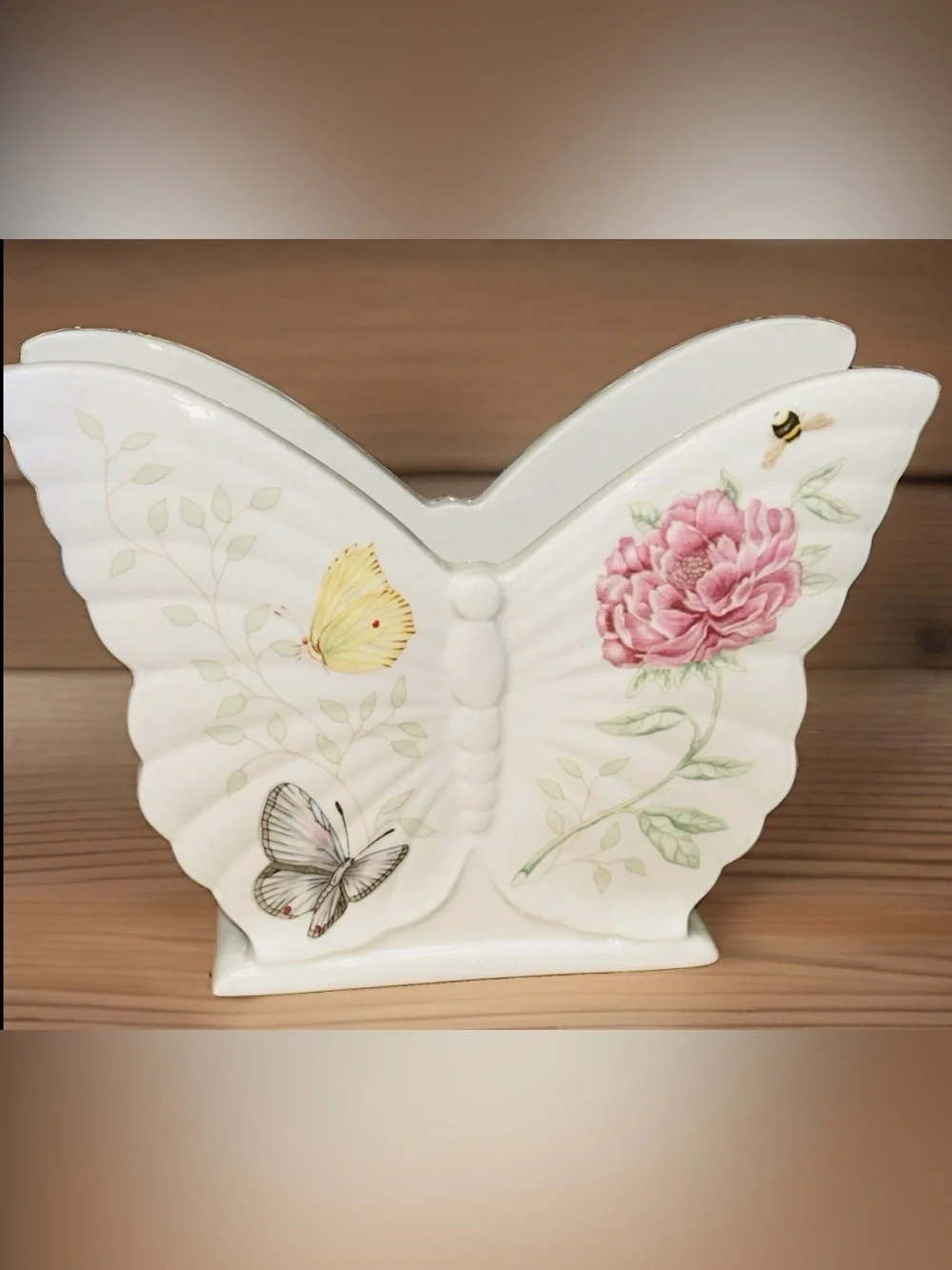 Lenox Butterfly Meadow Figural Napkin Holder Porcelain